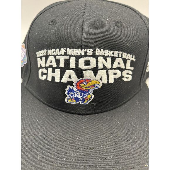 Kansas Jayhawks KU 2022 National Champs Adidas Snapback Cap Hat Adult OSFM - Picture 2 of 8